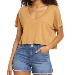 NWOT Nordstrom bp Mustard V-neck Dolman Cropped T
